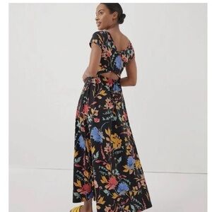 Pact Black Floral Cutout Maxi Dress